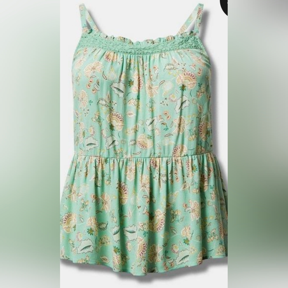 NWY Torrid Crinkle Gauze Sleeveless Crochet Tank